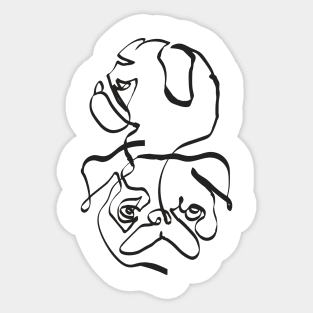 Abstract Line Pug Sticker